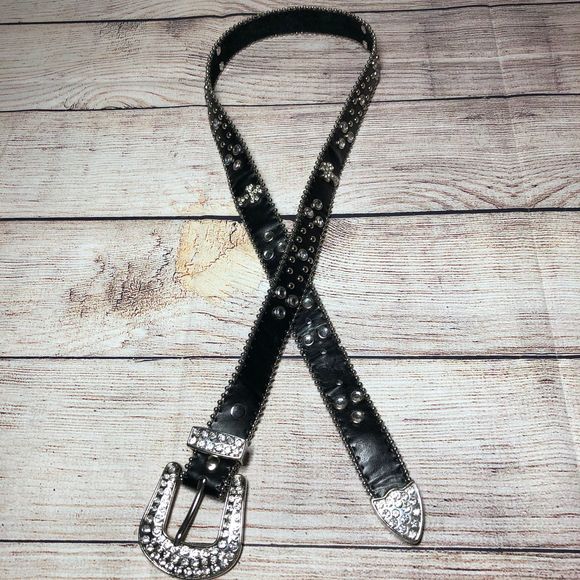 No Brand Accessories - Leather Rhinestone Belt Size Small